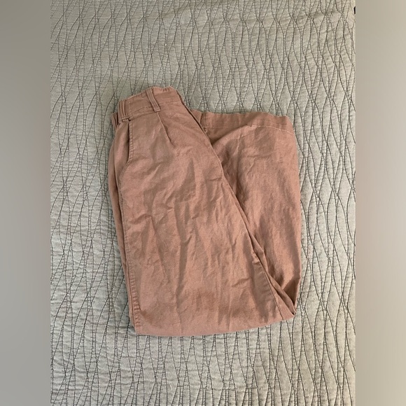 Madewell Cotton Linen Pleated Wide Leg Mauve Pants Size S (2) - Picture 4 of 12